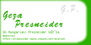 geza presneider business card